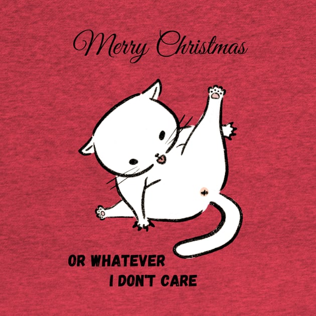 Funny cat with grumpy attitude about Christmas by Ieva Li ART